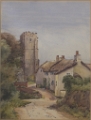 19280000c CHURCH & COTTAGES BLANCHE LONG (née Davys) Watercolour